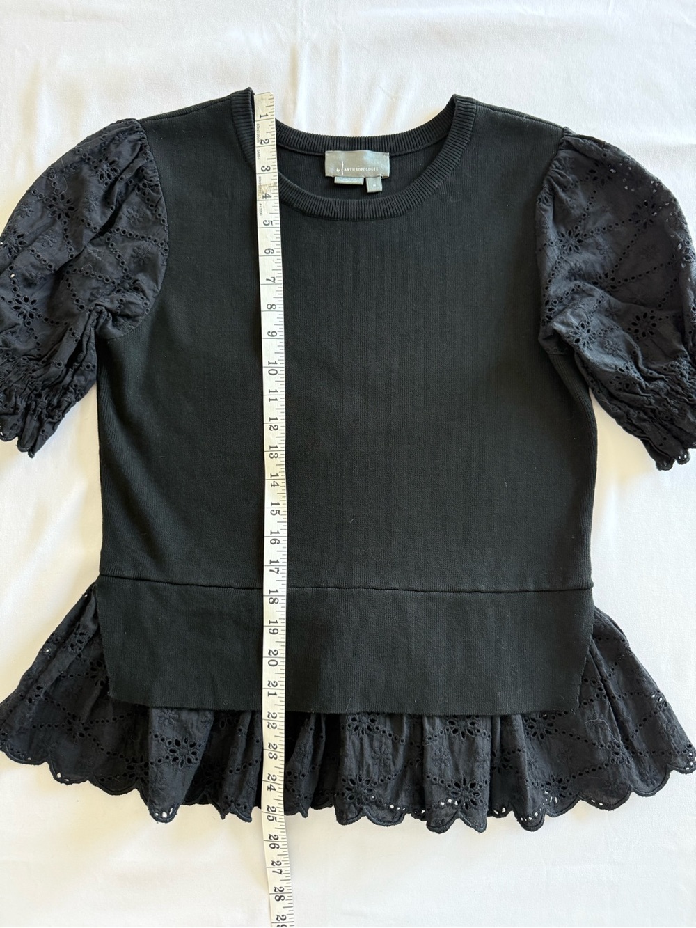 Anthropologie English Factory Eyelet Puff-Sleeve Sweater Tee - Picture 9 of 10
